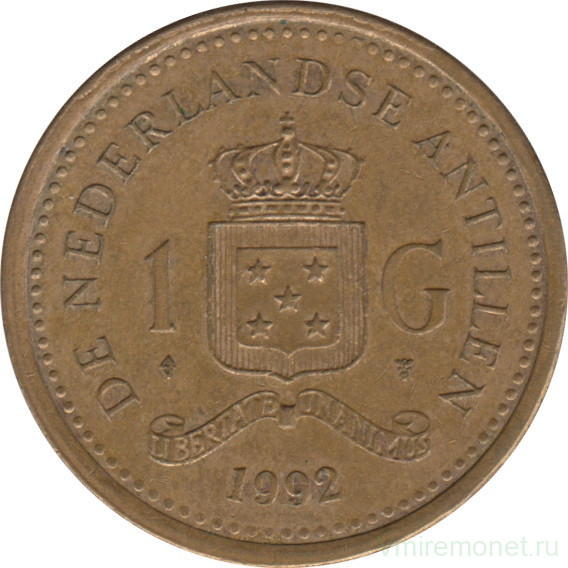 Монета. Нидерландские Антильские острова. 1 гульден 1992 год.