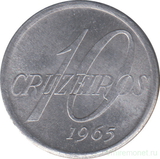 Монета. Бразилия. 10 крузейро 1965 год.