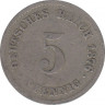 Монета. Германия (Германская империя 1871-1922). 5 пфеннигов 1876 год. (D). ав.