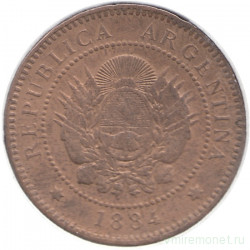 Монета. Аргентина. 1 сентаво 1884 год.
