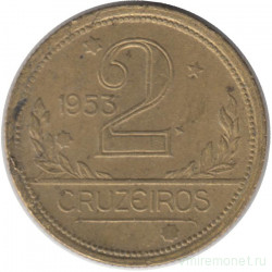 Монета. Бразилия. 2 крузейро 1953 год.