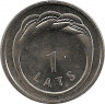 Аверс. Монета. Латвия. 1 лат 2009 год. Кольцо.