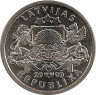 Реверс. Монета. Латвия. 1 лат 2009 год. Кольцо.