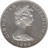 Монета. Гибралтар. 1 крона 1980 год. 175 лет со дня смерти Нельсона. рев.