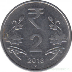 Монета. Индия. 2 рупии 2013 год.