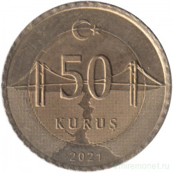 Монета. Турция. 50 курушей 2021 год. 