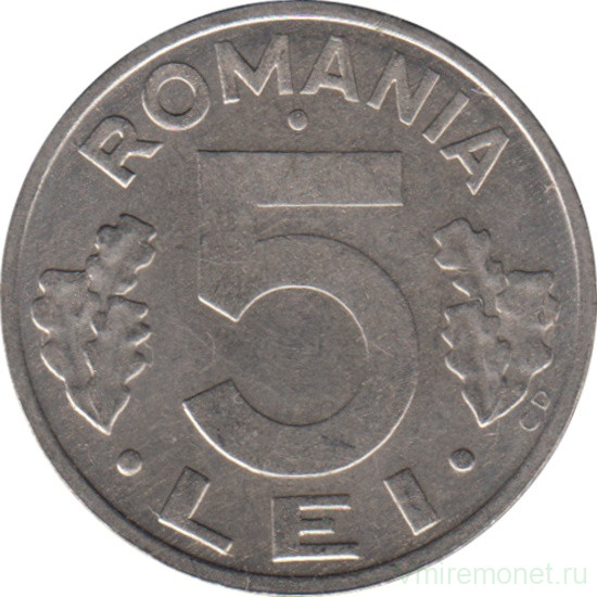 Монета. Румыния. 5 лей 1992 год.