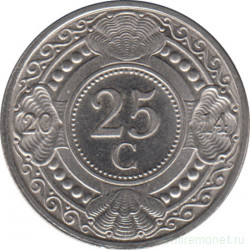 Монета. Нидерландские Антильские острова. 25 центов 2014 год.