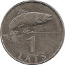 Аверс. Монета. Латвия. 1 лат 2008 год. Рыба.
