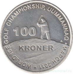 Монета. Гренландия (Дания). 100 крон 2011 год. Чемпионат мира по ледяному гольфу - Уумманнак 2011.