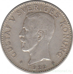 Монета. Швеция. 2 кроны 1929 год.