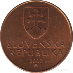 Монета. Словакия. 50 геллеров 2007 год.