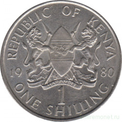 Монета. Кения. 1 шиллинг 1980 год.
