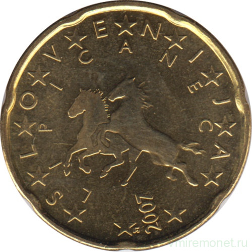 Монета. Словения. 20 центов 2007 год.