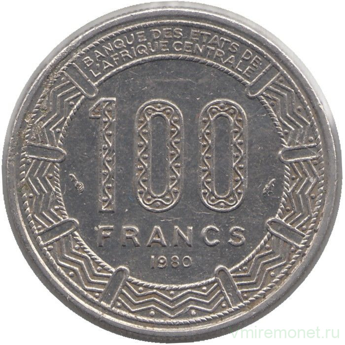 Монета. Конго. 100 франков 1982 год.