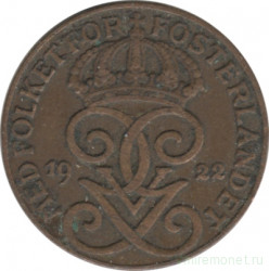 Монета. Швеция. 1 эре 1922 год.