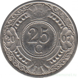Монета. Нидерландские Антильские острова. 25 центов 2007 год.