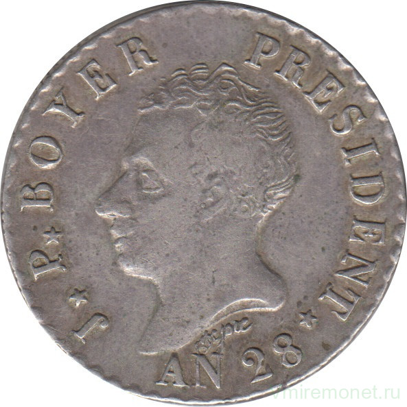 Монета. Гаити. 50 сантимов 1831 год.