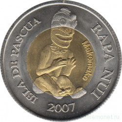 Монета. Остров Пасхи. 500 песо 2007.