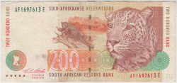 Банкнота. Южно-Африканская республика (ЮАР). 200 рандов 1994 - 1999 года. Тип 127а.