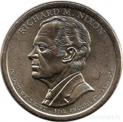 Монета. США. 1 доллар 2016 год. Президент США № 37 Ричард М. Никсон. Монетный двор P.