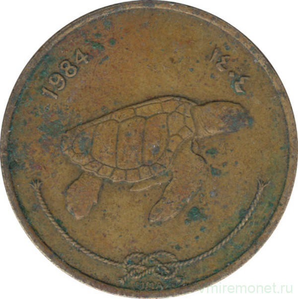 Монета. Мальдивские острова. 50 лари 1984 (1404) год.