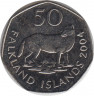 Монета. Фолклендские острова. 50 пенсов 2004 год. ав.