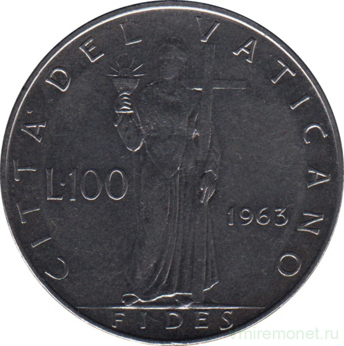 Монета. Ватикан. 100 лир 1963 год.