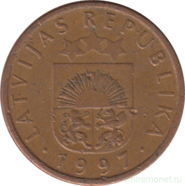 Монета. Латвия. 1 сантим 1997 год.