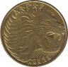 Монета. Эфиопия. 5 сантимов 2004 год. ав.