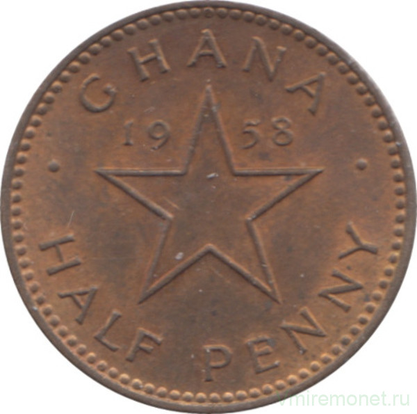 Монета. Гана. 1/2 пенни 1958 год.