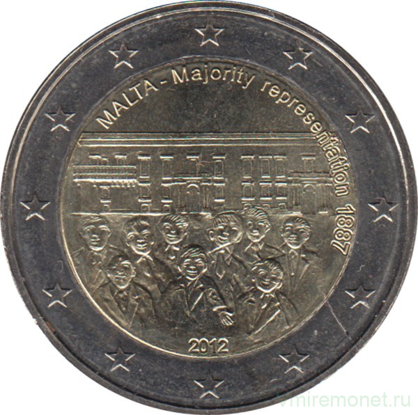 Монета. Мальта. 2 евро 2012 год. Совет большинства 1887 года.