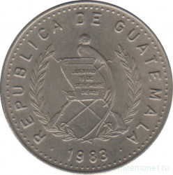 Монета. Гватемала. 10 сентаво 1983 год.