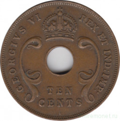 Монета. Британская Восточная Африка. 10 центов 1941 год, "I".