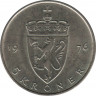 Монета. Норвегия. 5 крон 1976 год. ав.