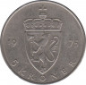 Монета. Норвегия. 5 крон 1975 год. ав.