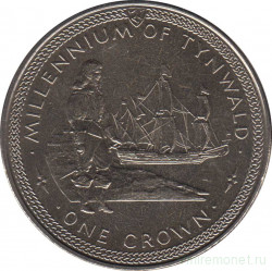 Монета. Великобритания. Остров Мэн. 1 крона 1979 год. 1000 лет Тинвальду. Ост-индский корабль.