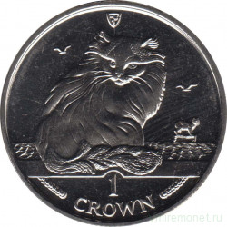 Монета. Великобритания. Остров Мэн. 1 крона 1995 год. Кошки. Турецкая ангора.