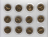 Монета. Малайзия. Набор 12 монет 25 сен 2004 год. Вымирающие виды птиц. ав.