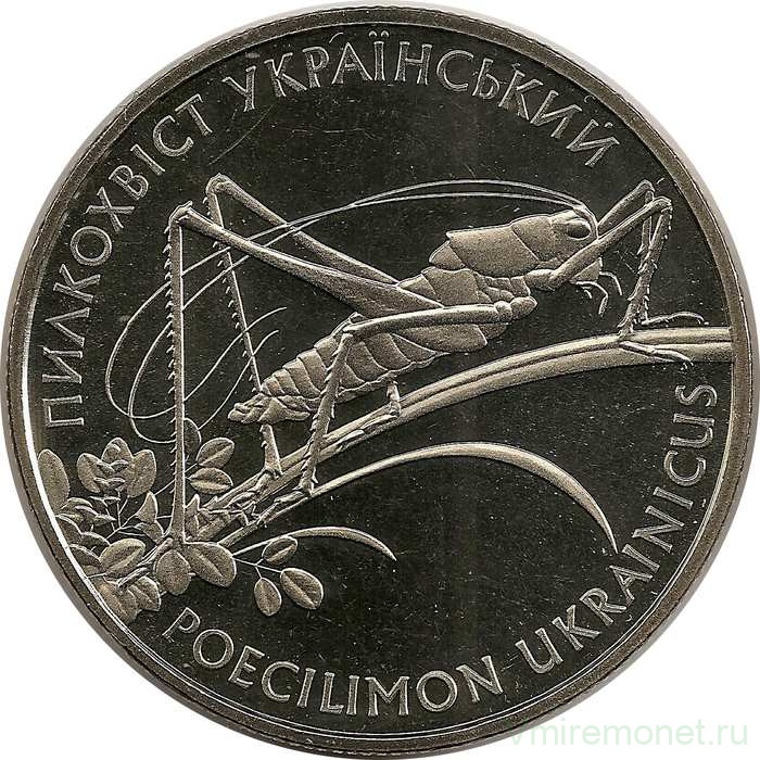 Монета. Украина. 2 гривны 2006 год. Украинский пылкохвист. Кузнечик.