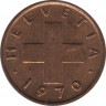 Монета. Швейцария. 1 раппен 1970 год. ав.