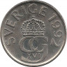 Аверс. Монета. Швеция. 5 крон 1992 год.