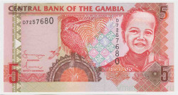 Банкнота. Гамбия. 5 даласи 2006 год.