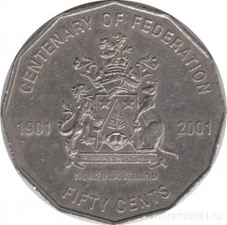 Монета. Австралия. 50 центов 2001 год. Столетие конфедерации. Остров Норфолк.