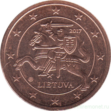 Монета. Литва. 2 цента 2017 год.