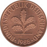 Монета. ФРГ. 2 пфеннига 1988 год. Монетный двор - Карлсруэ (G). ав.