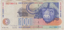Банкнота. Южно-Африканская республика (ЮАР). 100 рандов 1994 - 1999 года. Тип 126b.