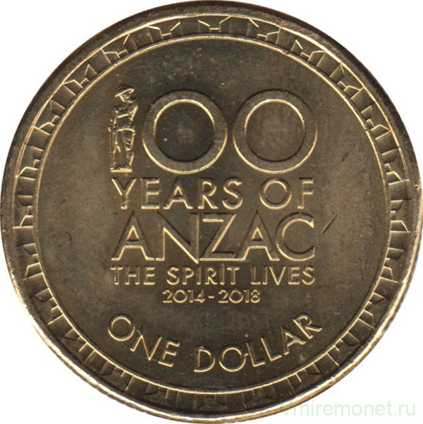 Монета. Австралия. 1 доллар 2017 год. 100 лет АНЗАК.