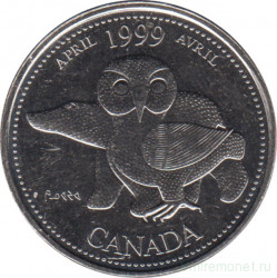 Монета. Канада. 25 центов 1999 год. Миллениум - апрель 1999. 