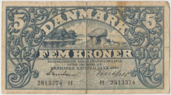 Банкнота. Дания. 5 крон 1942 год. Тип 30g.